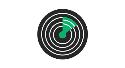 Poster - Radar screen illustration with green signal detection and concentric circles showcasing modern technology and surveillance system for security and tracking