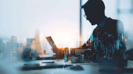 Poster - Professional analyzing digital charts at desk in modern office