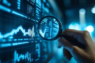 Poster - Data Analysis: Magnifying Market Trends in a Cool Blue Hue