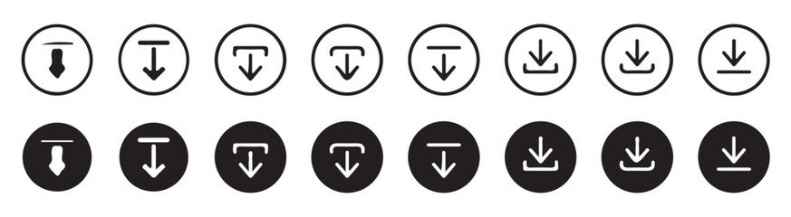 Fototapete - Download and upload icon buttons set. save file icon, import data storage icon button. vector illustration eps 10.