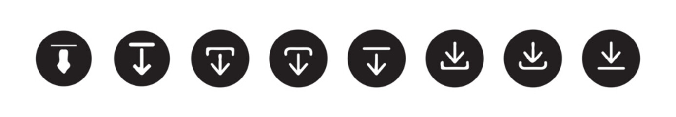 Fototapete - Download and upload icon buttons set. save file icon, import data storage icon button. vector illustration eps 10.