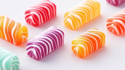 Poster - Row of colorful candy bars with stripes. The candy bars are in different colors and are arranged in a row