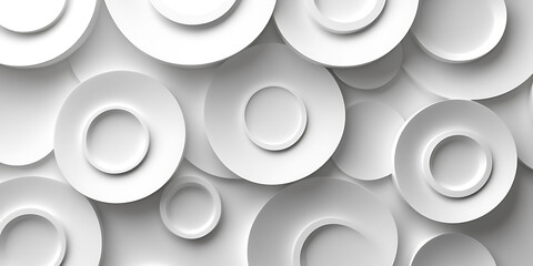 Poster - abstract white rings overlap background seamless pattern minimalist design modern geometric texture 