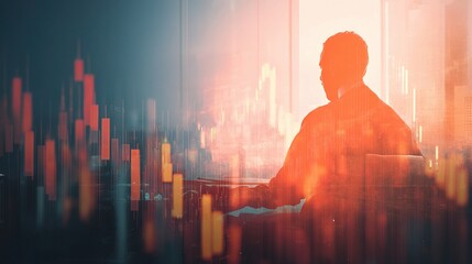 Poster - Businessman Analyzing Financial Data in Modern Office Setting
