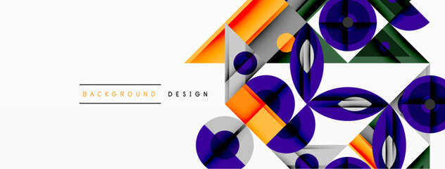 Leinwandbilder - Abstract geometric shapes, vibrant colors, modern design. Overlapping elements create dynamic visual texture. Minimalist style.