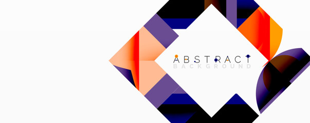 Aufkleber - Modern abstract design. Geometric shapes overlap, creating vibrant color gradients. Orange, purple, black dominate composition.