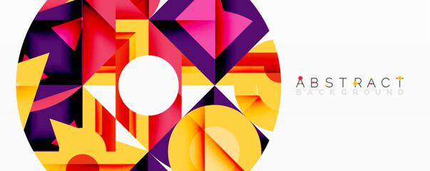 Aufkleber - Vibrant geometric shapes create dynamic composition. Bold colors, gradients, circles dominate design. Modern, abstract visual experience.