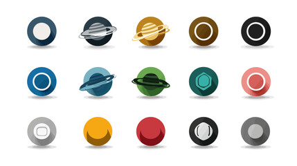Icon sheet, simple shapes, Planet with Rings icons