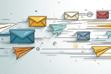 Leinwandbilder - Stylized Email Icons Represent Fast Communication in a Dynamic Digital Environment During Modern Connectivity