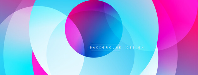 Poster - Abstract colorful circles overlap. Gradient shades create modern visual effect. Background design element for projects.