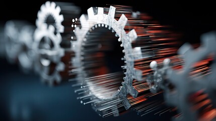 Poster - Abstract Technology Background with Gears in Motion and Light Effects
