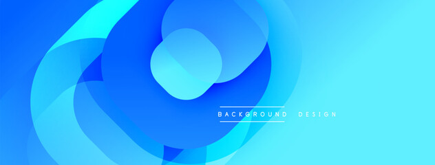 Fototapete - Abstract blue shapes overlap, creating dynamic gradient effect. Smooth curves suggest movement, modern design aesthetic.