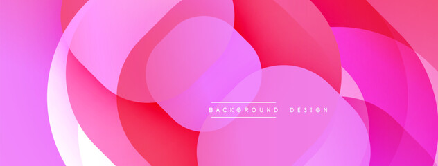 Fototapete - Abstract pink background. Overlapping circles create dynamic, modern visual effect. Smooth gradients, soft hues dominate composition.