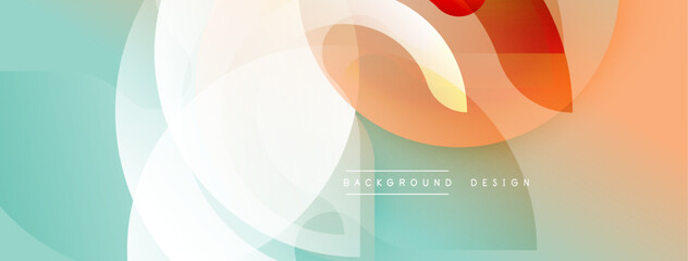 Poster - Abstract background features layered circles, gradients. Colors include orange, teal, white. Modern design element for digital projects.