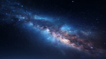 Wall Mural - vibrant blue and purple galaxy with countless stars across a dark night sky