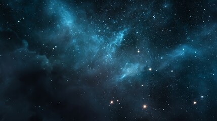 Wall Mural - vivid blue nebula and starry night sky in the outer space background