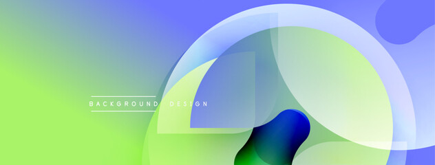 Fototapete - Abstract gradient shapes overlap. Blue, green hues create modern visual effect. Minimalist design for backgrounds, presentations.
