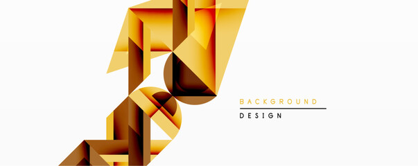 Poster - Abstract geometric design features layered golden shapes. Gradient colors create depth, suggesting modern aesthetic. Minimalist composition suits backgrounds, presentations.