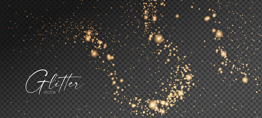 Wall Mural - gold glitter transparent effect. elegant luxury gold dust. shining light effect. golden dust