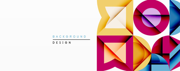 Aufkleber - Abstract geometric composition. Vivid colors create dynamic shapes, overlapping layers suggest depth. Modern design element for backgrounds, presentations.