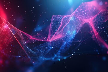 Poster - Abstract human head profile with glowing particles and cosmic energy flowing around the head