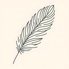 Poster - Outline of a Tropical Leaf Illustration on Neutral Background, single line outline 