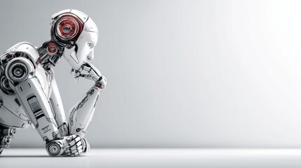 Poster - Robotic Thinker in Minimal White Space Reflecting on Ideas With a Contemplative Pose