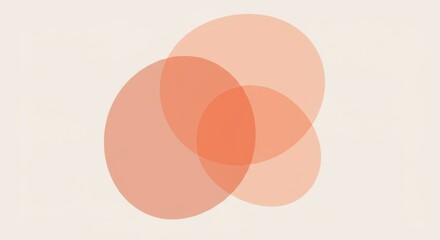 Poster - Overlapping translucent circles in shades of peach and coral against a light beige background
