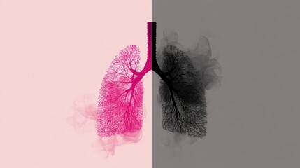 Aufkleber - Healthy Lung Versus Smokers Lung Comparison Highlighting the Stark Contrast in Color and Health