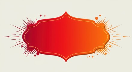 Poster - Red orange gradient label with burst and dots on an off white background for graphic design use