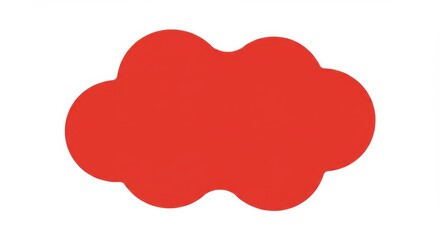 Fototapete - An isolated red cloud shape with rounded edges on a plain white background in a simple illustration