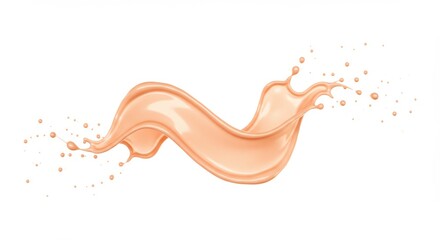 Poster - A beige liquid splash with droplets isolated on a white background in a dynamic swirling motion