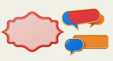 Poster - Illustration of speech bubbles and decorative frame on a light background design element