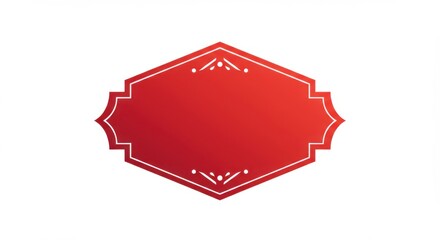 Poster - A red ornate label with white border and decorative elements on a white background in a vector style