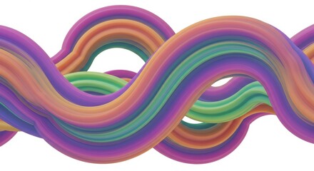 Poster - Abstract wavy lines in pastel colors twisting and turning on a white background creating a fluid design