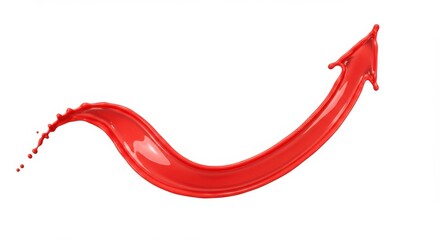 Poster - Isolated image of a red paint splash forming an arrow shape on a clean white background studio shot
