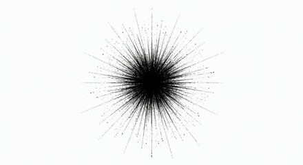 Poster - A black and white image featuring a central burst of lines radiating outward on a white background