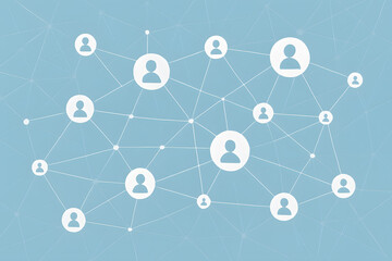 Poster - Network of Connections: A digital tapestry woven with interconnected icons representing individuals, subtly emphasizing collaboration, connectivity, and the vast network of modern communication.
