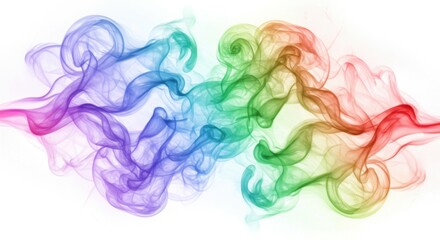 Poster - Abstract colorful smoke swirls against a white background with vibrant hues and smooth transitions
