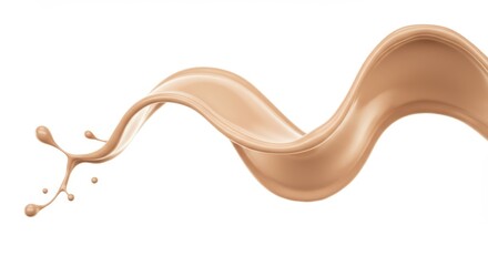 Poster - A dynamic splash of beige liquid gracefully curving against a pristine white background in motion