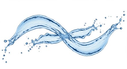 Poster - An abstract image of two streams of water flowing and splashing on a plain white background