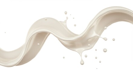 Poster - A dynamic splash of milk with droplets suspended in air on a clean white background creating movement