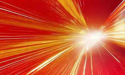 Poster - Dynamic Red and Gold Light Streaks Radiating from a Central Point, Evoking Speed and Energy, Creating a Futuristic and Abstract Visual Experience