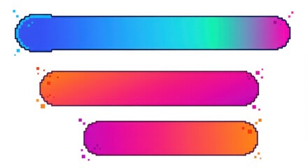 Poster - Three pixelated horizontal bars with gradient colors on a white background in a digital art style