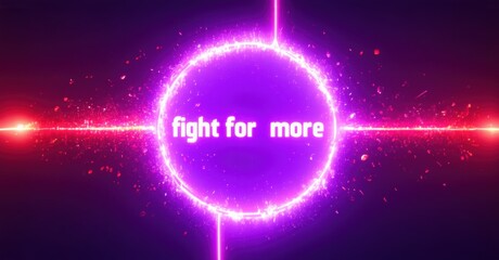 Aufkleber - Bright purple circle contains text. Red light streaks radiate from center. Vibrant, energetic visual presentation.