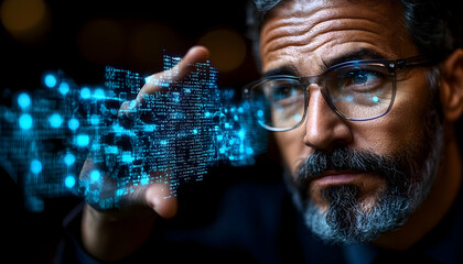 Poster - Businessman focus digital network