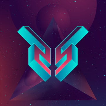 Cyberpunk Style Number 25 in Vibrant Turquoise and Magenta - modern Digital Art for Gaming Logos, Tech Anniversaries and Space-Themed Event Graphics. Futuristic 3D Numbers against Cosmic Background.