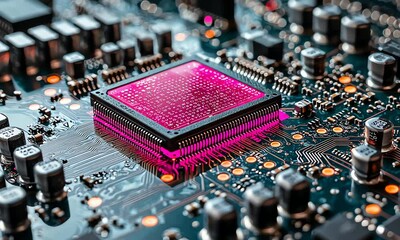Poster - Close-up of a central processing unit on a circuit board.