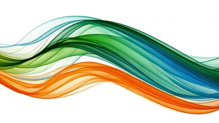 Poster - dynamic flow of vibrant abstract colors wave design in green, orange, and blue, evoking energy and c