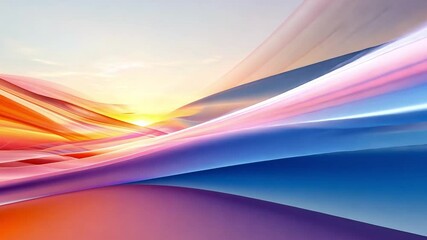 Poster - vibrant abstract landscape of waves at sunrise tranquil blend of pink, purple, and blue colors for c